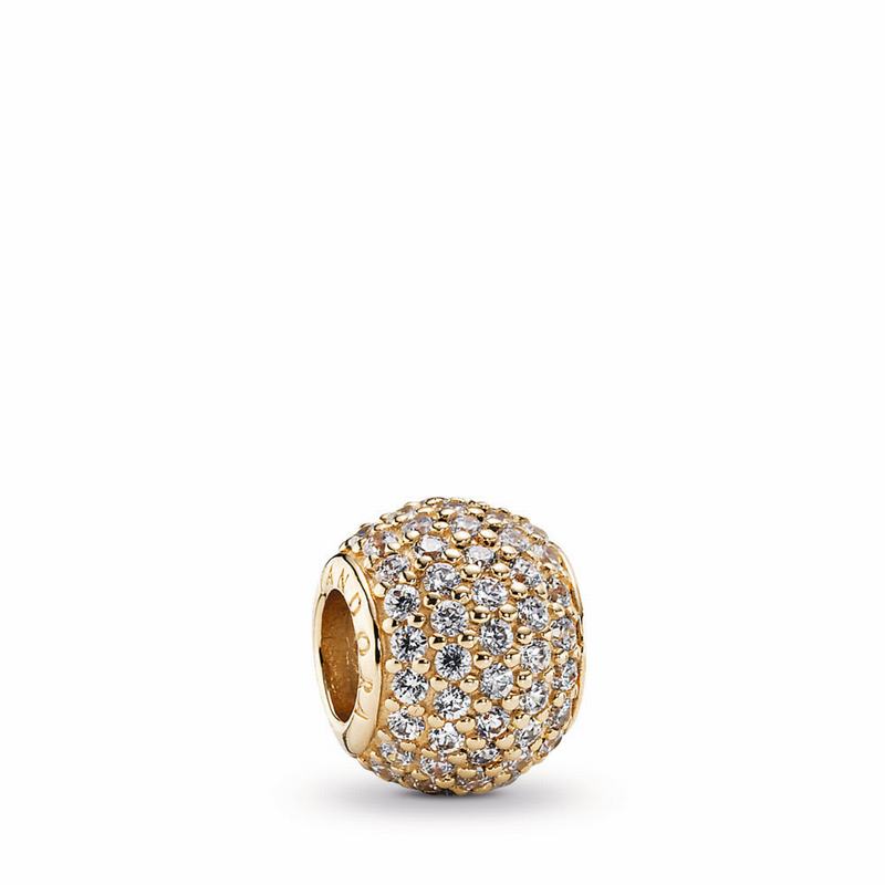 Pandora Pavé Lights Charm Ireland - Yellow Gold 14 K/Cubic Zirconia - 459102HRQ